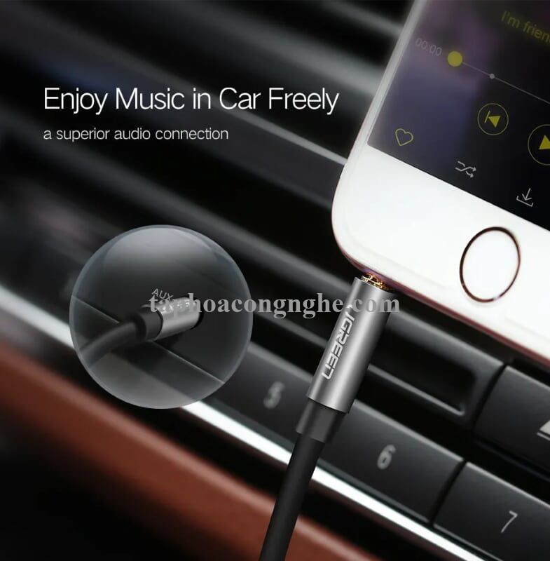 Ugreen 10723 0.5M màu Đen Cáp âm thanh 2 đầu 3.5mm dương dây dẹt AV119 30010723